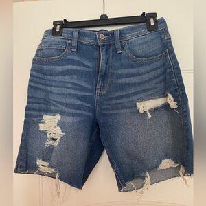 Hollister Women’s High-Rise Ripped Denim Shorts – Blue, Waist 26